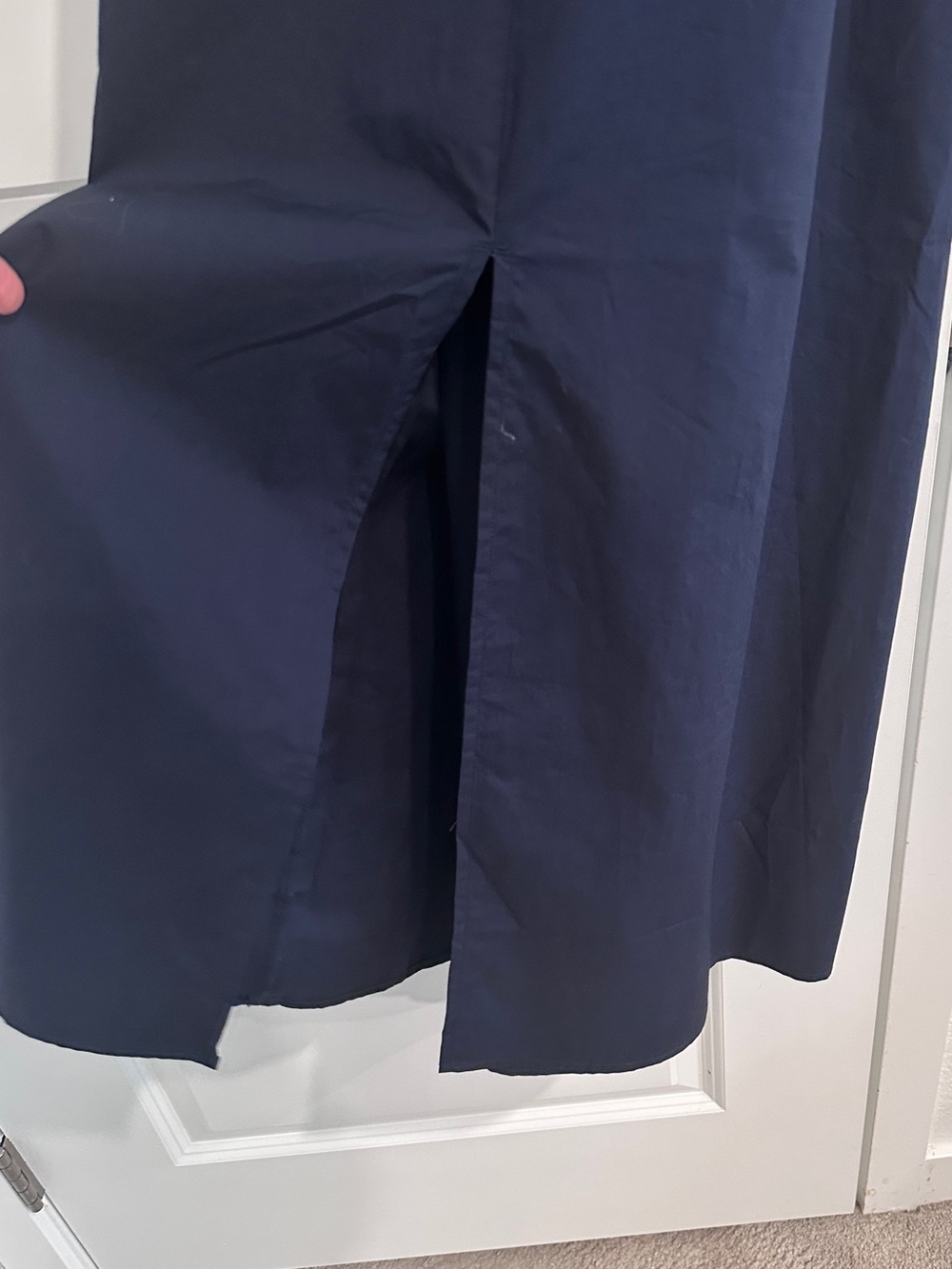 Banana Republic Factory Navy Tie Front Midi Cotton Dress Size 16 NWT - Picture 5 of 7
